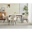 Set 6 scaune tip fotoliu bucatarie/living, Artool, Nana, catifea bej, picioare metal negru, 54x61x83.5 cm