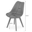 Set 4 scaune bucatarie/living, Artool, Mark, PP alb, picioare negre, perna piele ecologica neagra, 49x43x82 cm