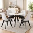 Set 4 scaune bucatarie/living, Artool, Mark, PP alb, picioare negre, perna piele ecologica neagra, 49x43x82 cm