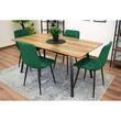 Set 6 scaune bucatarie/living, Artool, Kara, catifea verde, picioare metal negru, 44.5x50.5x87 cm