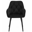 Set 6 scaune tip fotoliu bucatarie/living, Artool, York, catifea neagra, picioare metal negru, 56x62x83.5 cm