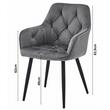 Set 6 scaune tip fotoliu bucatarie/living, Artool, York, catifea neagra, picioare metal negru, 56x62x83.5 cm
