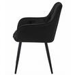 Set 6 scaune tip fotoliu bucatarie/living, Artool, York, catifea neagra, picioare metal negru, 56x62x83.5 cm