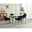 Set 6 scaune tip fotoliu bucatarie/living, Artool, York, catifea neagra, picioare metal negru, 56x62x83.5 cm