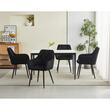 Set 6 scaune tip fotoliu bucatarie/living, Artool, York, catifea neagra, picioare metal negru, 56x62x83.5 cm