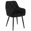 Set 6 scaune tip fotoliu bucatarie/living, Artool, York, catifea neagra, picioare metal negru, 56x62x83.5 cm
