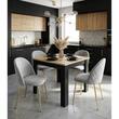 Set 4 scaune bucatarie/living, Artool, Cieza, catifea gri deschis, picioare metal auriu, 49x60x87 cm