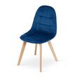 Set 4 scaune bucatarie/living, Artool, Bora, catifea albastra, picioare lemn natur, 44.5x54x81.5 cm