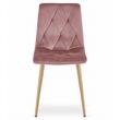 Set 4 scaune bucatarie/living, Libra, catifea, metal, roz si natur, 45x54x86.5 cm