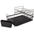 Scurgator vase, Verk Group, de bucatarie, metal si plastic, negru, suport tacamuri, 2 nivele, 44x32x24 cm