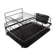 Scurgator vase, Verk Group, de bucatarie, metal si plastic, negru, suport tacamuri, 2 nivele, 44x32x24 cm