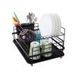 Scurgator vase, Verk Group, de bucatarie, metal si plastic, negru, suport tacamuri, 2 nivele, 44x32x24 cm