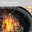 Semineu/vatra de foc exterior, 3 in 1, masuta de gradina si gratar pentru barbecue, metal si ceramica, cu accesorii, 68x45 cm
