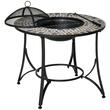 Semineu/vatra de foc exterior, 3 in 1, masuta de gradina si gratar pentru barbecue, metal si ceramica, cu accesorii, 75x60 cm