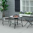 Semineu/vatra de foc exterior, 3 in 1, masuta de gradina si gratar pentru barbecue, metal si ceramica, cu accesorii, 75x60 cm