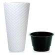 Set 2 ghivece de flori, Matuba Slim, rotunde, inalte, 40x78 cm, alb, Prosperplast