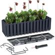 Set 2 jardiniere decorative cu suport metalic, sistem irigare,​​​​​​​ antracit, 58x18x16.2 cm, Boardee Fencycase W