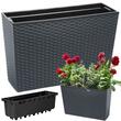 Set 2 jardiniere decorative, imitatie ratan, antracit, 58x18x49.8 cm, Rato Case