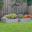 Set 2 paturi/straturi inaltate pentru flori, legume, din otel, gri, 100x100x30 cm