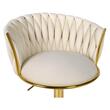 Set 2 scaune de bucatarie/bar, Artool, Mig, rotativ, catifea bej, picior metal auriu, 51x50x84-105 cm
