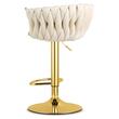 Set 2 scaune de bucatarie/bar, Artool, Mig, rotativ, catifea bej, picior metal auriu, 51x50x84-105 cm