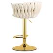 Set 2 scaune bucatarie/bar, Artool, Mig, rotative, catifea bej, picior metal auriu, 51x50x84-105 cm