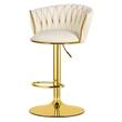 Set 2 scaune bucatarie/bar, Artool, Mig, rotative, catifea bej, picior metal auriu, 51x50x84-105 cm