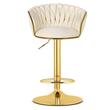 Set 2 scaune bucatarie/bar, Artool, Mig, rotative, catifea bej, picior metal auriu, 51x50x84-105 cm