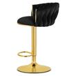Set 2 scaune bucatarie/bar, Artool, Mig, rotative, catifea neagra, picior metal auriu, 51x50x84-105 cm