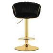 Set 2 scaune bucatarie/bar, Artool, Mig, rotative, catifea neagra, picior metal auriu, 51x50x84-105 cm