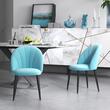 Set 2 scaune bucatarie/living, Telor, catifea, metal, verde albastrui si negru, 52x54x79 cm