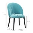 Set 2 scaune bucatarie/living, Telor, catifea, metal, verde albastrui si negru, 52x54x79 cm