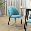 Set 2 scaune bucatarie/living, Telor, catifea, metal, verde albastrui si negru, 52x54x79 cm