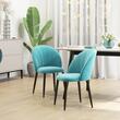 Set 2 scaune bucatarie/living, Telor, catifea, metal, verde albastrui si negru, 52x54x79 cm