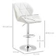 Set 2 scaune de bucatarie/bar, Avery, rotative, piele, alb si argintiu, 51.5x57.5x93-114.5 cm