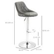 Set 2 scaune de bucatarie/bar, Marion, rotative, piele PU, gri si argintiu, 51.5x48x83-104 cm