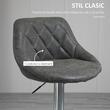 Set 2 scaune de bucatarie/bar, Marion, rotative, piele PU, gri si argintiu, 51.5x48x83-104 cm
