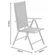 Set 2 scaune pentru gradina, pliabile, aluminiu, gri, 65x55x104, Chomik