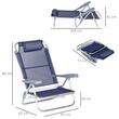 Set 2 scaune pliabile pentru pescuit, aluminiu, albastru, max 120 kg, 65x62x80 cm