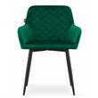 Set 2 scaune stil fotoliu bucatarie/living, Artool, Nola, catifea, metal, verde si negru, 58x57x79 cm