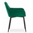 Set 2 scaune stil fotoliu bucatarie/living, Artool, Nola, catifea, metal, verde si negru, 58x57x79 cm