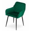 Set 2 scaune stil fotoliu bucatarie/living, Artool, Nola, catifea, metal, verde si negru, 58x57x79 cm