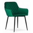 Set 2 scaune stil fotoliu bucatarie/living, Artool, Nola, catifea, metal, verde si negru, 58x57x79 cm