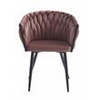 Set 2 scaune stil fotoliu bucatarie/living, Artool, Orion, catifea, metal, roz inchis si negru, 61x55x79 cm