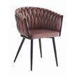 Set 2 scaune stil fotoliu bucatarie/living, Artool, Orion, catifea, metal, roz inchis si negru, 61x55x79 cm