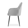 Set 2 scaune tip fotoliu bucatarie/living, Artool, Lugo, catifea argintie, picioare metal negru, 57.5x56.5x86.5 cm