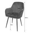 Set 2 scaune tip fotoliu bucatarie/living, Artool, Lugo, catifea argintie, picioare metal negru, 57.5x56.5x86.5 cm
