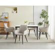 Set 2 scaune tip fotoliu bucatarie/living, Artool, Nana, catifea bej inchis, picioare metal negru, 54x61x83.5 cm
