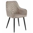 Set 2 scaune tip fotoliu bucatarie/living, Artool, Nana, catifea bej inchis, picioare metal negru, 54x61x83.5 cm