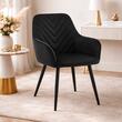 Set 2 scaune tip fotoliu bucatarie/living, Artool, Nana, catifea neagra, picioare metal negru, 54x61x83.5 cm